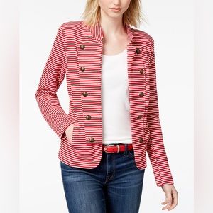 Tommy Hilfiger Red and White Striped Blazer